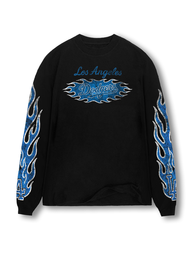 Black - Blue Flame Long Sleeve