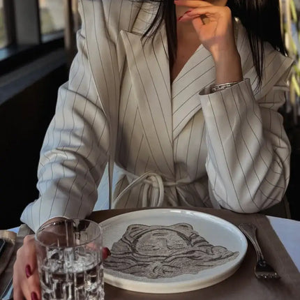 Striped Strappy Waist Suit Dress