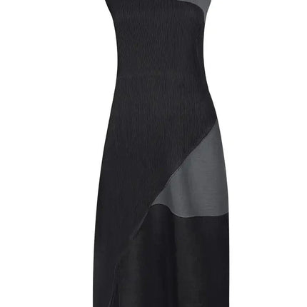 Contrast Color Pleated Dress
