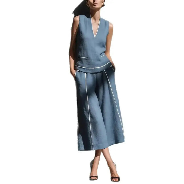 Casual Comfort Womens Sleeveless Linen Shirt Set (see size chart under more details)