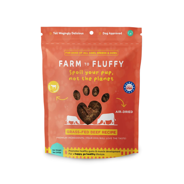 Farm To Fluffy Grass-Fed Beef Dog Treats, Antibiotic Free, Sustainable Bag - 5 oz