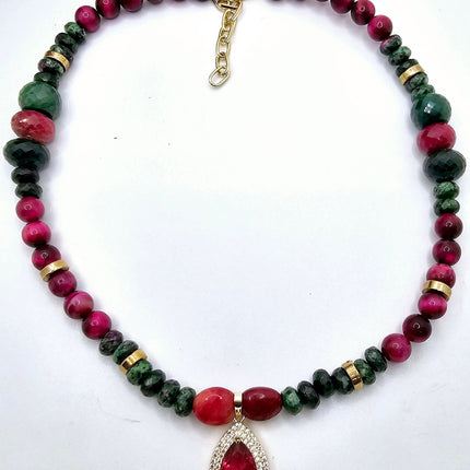 "Fifty Shades of Pink"| Tiger Eye and Ruby Zoisite Necklace