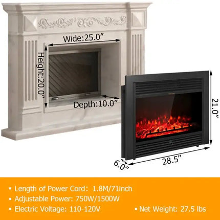 28.5" Recessed Electric Fireplace