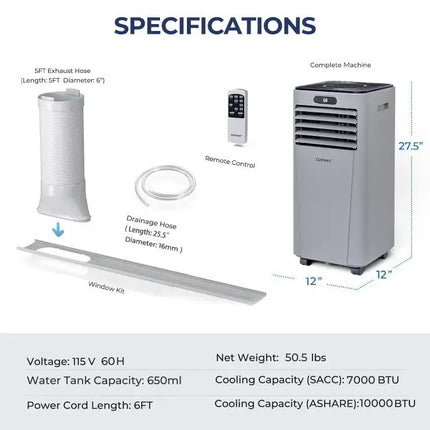 Compact 10,000 BTU Portable AC