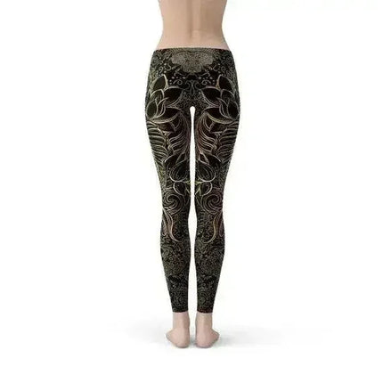 Womens Koi Fish Black Leggings