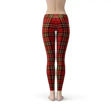 Womens Red Plaid Tartan Leggings