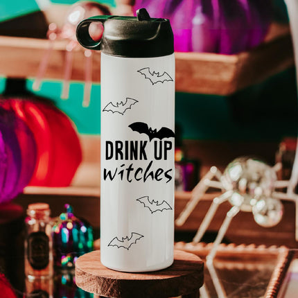 Drink up Witches Bat Halloween Water Bottle Drink Tumbler