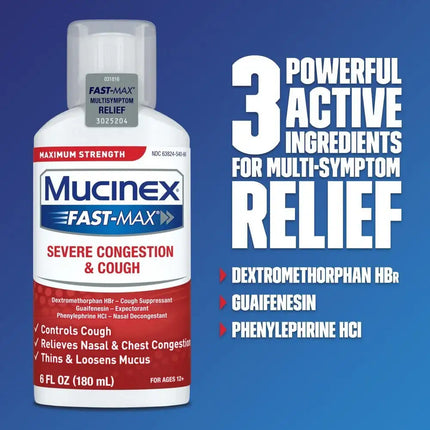 Mucinex Fast-Max Severe Congestion & Cough Liquid, Maximum Strength, 6 oz