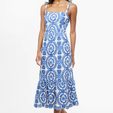 "Shanna" Embroidered Midi Dress