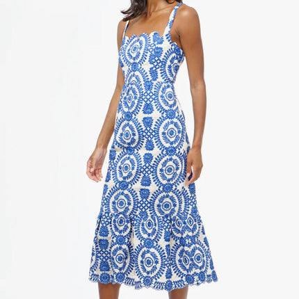 "Shanna" Embroidered Midi Dress