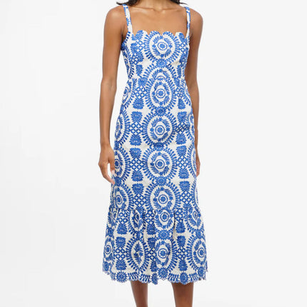 "Shanna" Embroidered Midi Dress