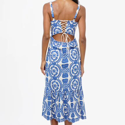 "Shanna" Embroidered Midi Dress