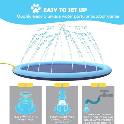 Splash Sprinkler Pad for Dogs Kids Non-Slip Thicken Dog Pool with Sprinkler Pet Summer Outdoor Play Water Mat Toys for Pet Dogs Splash Sprinkler Pad for Dogs Non-Slip Thicken Sprinkler Pool for Summer Outdoor