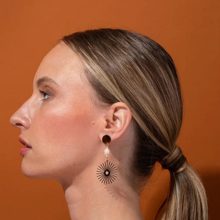 Isela Brown + Pink Jade Sun Burst Earrings