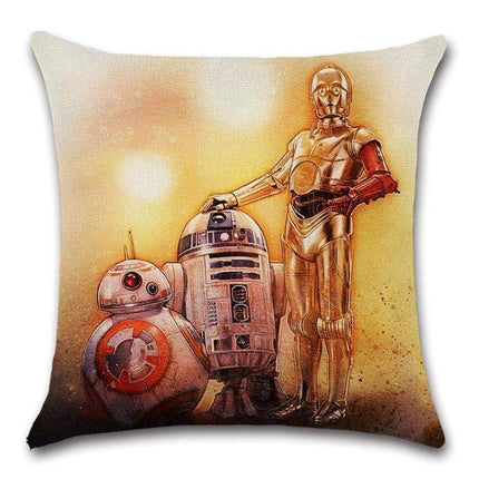 Unique Style Throw Pillow Cover Robot pattern Polyester Linen Cushion cover Decoration For Home House Party Chair Sofa Gift Cute Adorable Cartoon Robot Waving with Robotic Dog Friend Throw Pillow Cover Case Decorative Cushion For Couch Bed