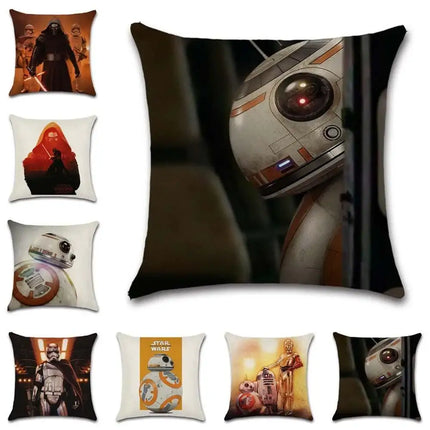 Unique Style Throw Pillow Cover Robot pattern Polyester Linen Cushion cover Decoration For Home House Party Chair Sofa Gift Cute Adorable Cartoon Robot Waving with Robotic Dog Friend Throw Pillow Cover Case Decorative Cushion For Couch Bed