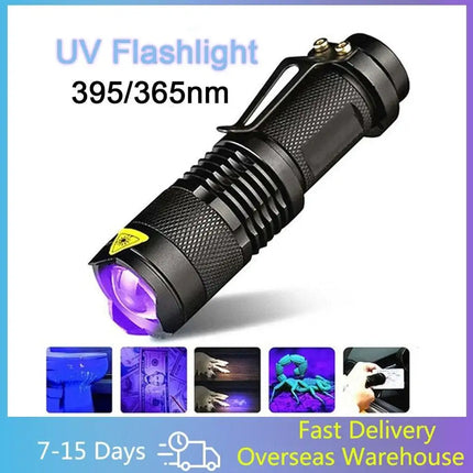 UV 365nm light wood's lamp Rechargeable Portable Mini Handheld Fluorescent Agent  Purple Light USB Ultraviolet Flashlight Detection Flashlight For Dog Urine Pet Stains 370nm