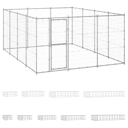 vidaXL Outdoor Dog Kennel Dog Pen Pet Crate Kennel Cage Fence for Yard Steel