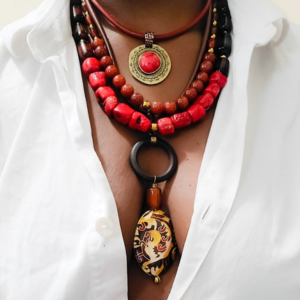 "Vibrant Red" Ocean Jasper Layered Necklace Set