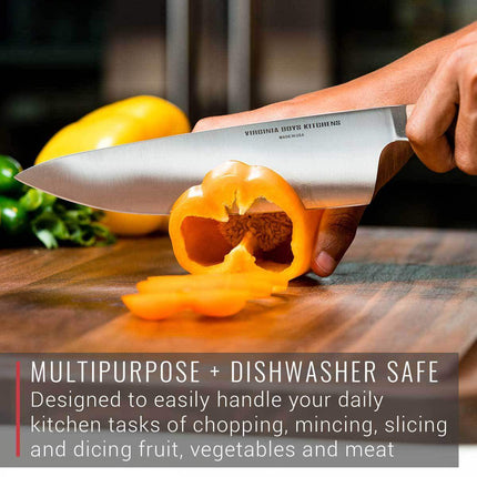 Virginia Boys Kitchens 8 Inch Stainless Steel Chef Knife with Walnut Handle