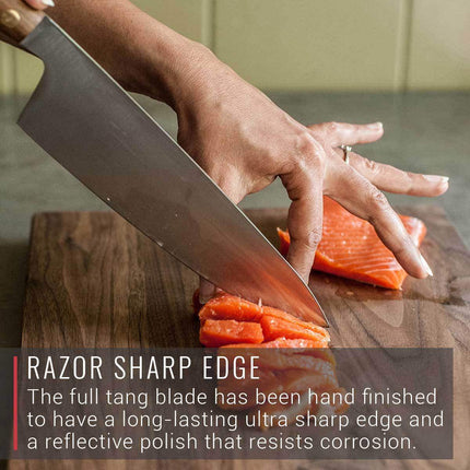 Virginia Boys Kitchens 8 Inch Stainless Steel Chef Knife with Walnut Handle