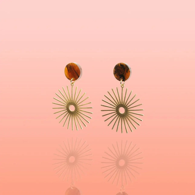 Solana Neutral Sunburst Earrings Water Resistant