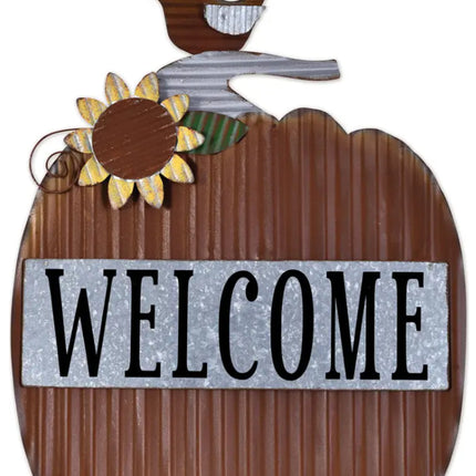 "Welcome" Pumpkin Porch Sitter