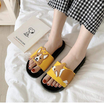 Women Summer Dog Slippers Slide Beach Flip Flops Comfortable Thick Sole Girls Flat Shoes Quick-Dry Flip Flop Slides Water Resistant All-Day Comfort Fit Wet Grip Soles